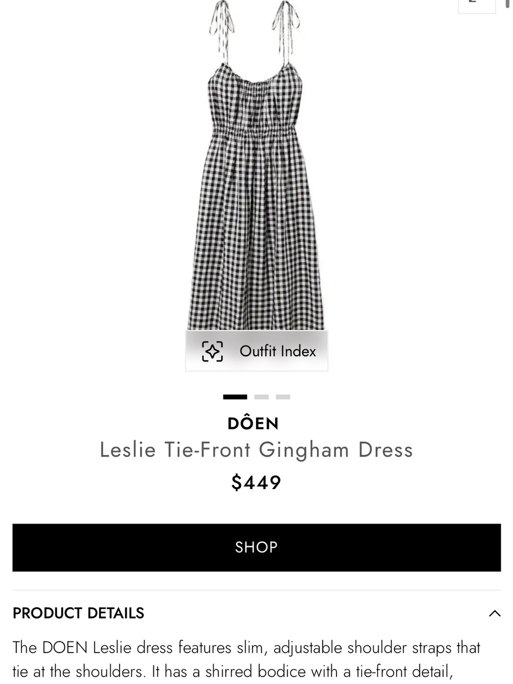 DOEN Leslie Gingham Midi Dress in Black Marilyn Size L - Picture 15 of 16
